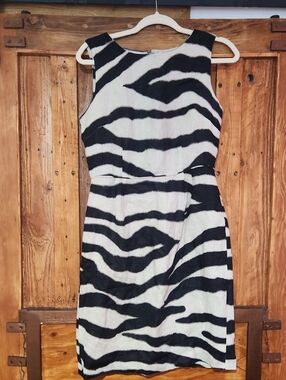 Banana Republic Black and White Zebra Print Midi Dress